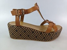 Deena & Ozzy Tan Leather Platform Sandals UK 6 Eu 39