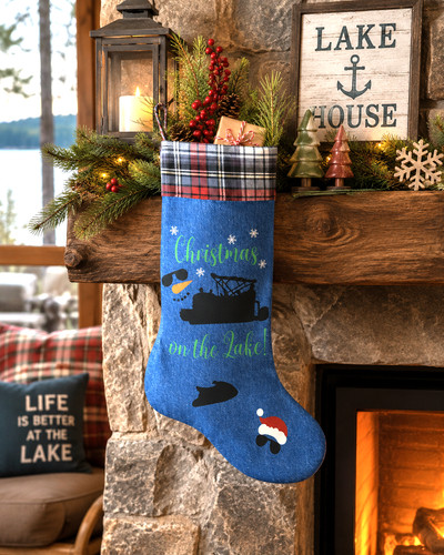 Denim christmas stocking lake - denim,