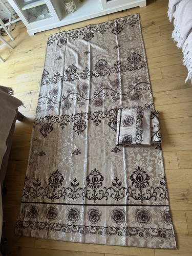 Pair beige and brown damask - of,