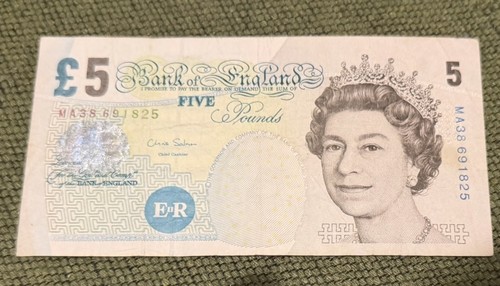 Old five pound note - five, 5