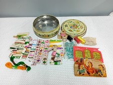 Vintage Tin Filled With Sewing Threads and Needles