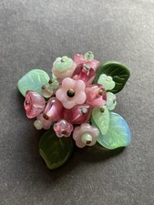 VINTAGE Glass Floral Brooch