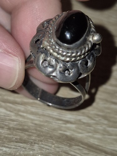 Vintage poison ring onyx - ring,