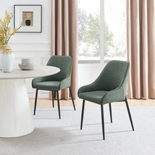 **Seconds** Beaumont Green Fabric Stylish Dining Chair Black Metal Leg Set of 2