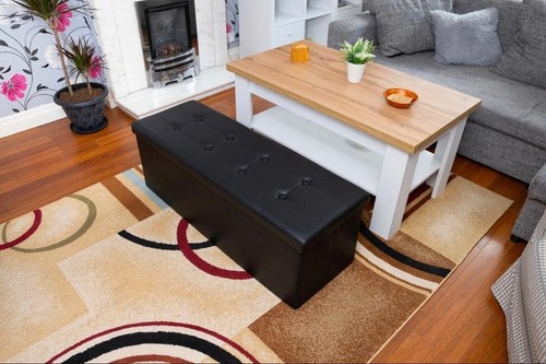 Leather ottoman storage - ottoman,