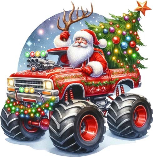 Christmas monster truck - christmas, santa