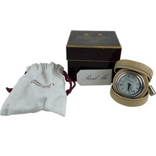 Penhaligon's Perfume Tin Quartz Travel Clock Roman Numerals Luxury Case Dust Bag
