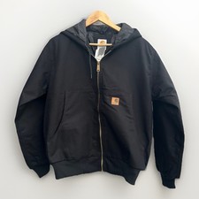 Carhartt Reworked Black Hooded Zip Up Work Jacket - Active Jacket Size Large L
