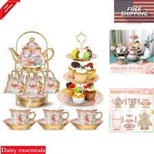 Pink Ceramic Tea Set 21 Pcs