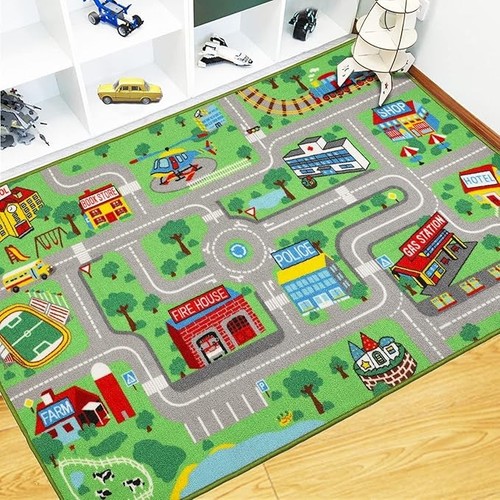 Kids play rug - town, road