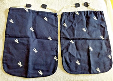 Vintage x 2 AMERICAN AIRLINES Small Navy Blue Fabric Drawstring Bags - Un-used