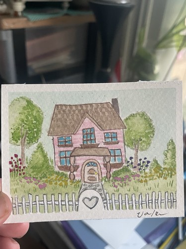 Aceo pink cottage white - cottage,