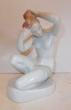Vintage Aquincum Hungarian Porcelain Kneeling Nude Figurine Hungary