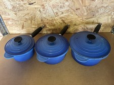 Le Creuset Blue Cast Iron 3x Saucepan Set 16 18 & 20 USED READ DESCRIPTION