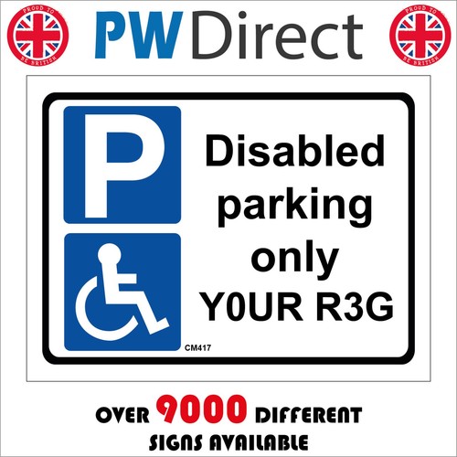 Sign disabled parking only - sign, for