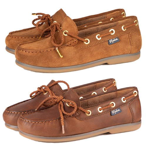 Ladies leather deck shoes - leather,