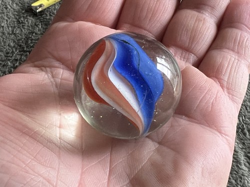 Large orange white blue - orange, glass