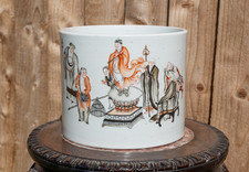 Chinese Porcelain Iron Red, Grisaille and Iron Red Brush Pot/Bitong 16cm Tall