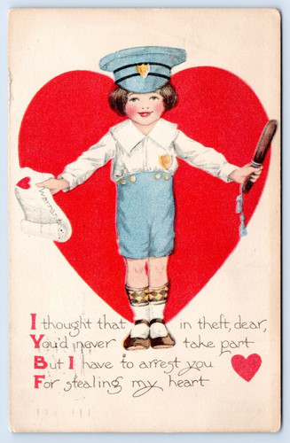 Vtg valentine postcard - vtg, postcard-police