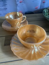 Anchor Hocking Fire King Jadeite Swirl Shell Tea Cup Saucer