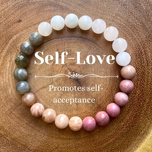 Pink grey bracelet - bracelet, moonstone