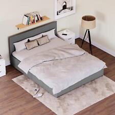 SALE King Size Ottoman Bed Frame Faux Leather Headboard Low Foot End Grey