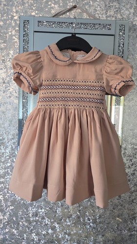 Smocked dress beige - smocked,