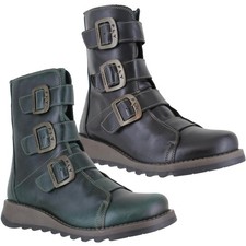 Womens Fly London Scop Wedged Heeled Chelsea Biker Ankle Boots Sizes 3 to 8