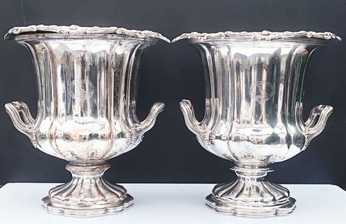 Pair old sheffield plate - pair,