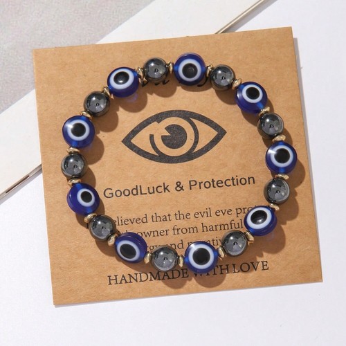 Good luck blue evil eye - evil, beaded