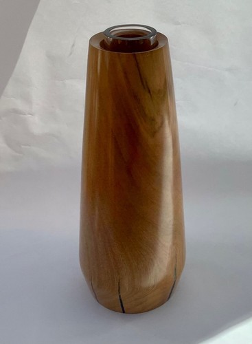 Hand turned cherry wooden - turned, vase