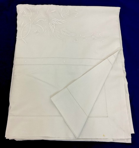 Vintage large white tablecloth - vintage,