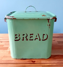Vintage 1930s Green Enamel Bread Bin