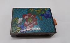 Antique Chinese Cloisonne Botanical Matchbox Cover and Matchbox