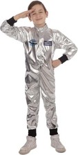 Kids Astronaut Outfit Flightsuit Childs Fancy Dress Uniform Costume S 110-122cm
