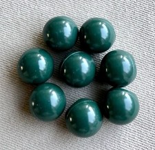8 Shiny Dark Green Round Ball Buttons, Shank, 12mm, Matching Set
