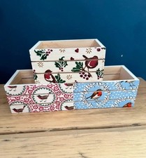 Emma Bridgewater Christmas Collection Of 3 Wooden Mini Crates / Table Decor
