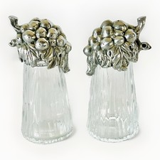 Arthur Court 2005 Salt/Pepper Shaker Set w/Grape Cluster Tops-Perfect FREE SHIP