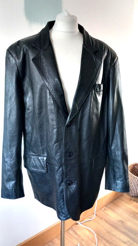 Mens black leather - black, jacket