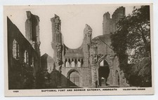 Baptismal Font & Norman Gateway Arbroath Vintage Real Photo Postcard B22