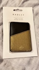 NEW Radley Self Adhesive Card Holder for Smart Phone Cases Black & Metallic Gold