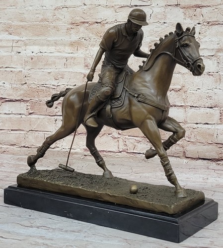 Bronze polo player statue - polo,