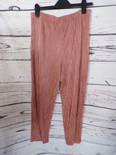 LADIES PRIMARK DUSTED PINK CRINKLE LOOK WIDE LEG TROUSERS SIZE 12