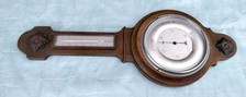 Large Banjo SB Barometer Thermometer Carved Wooden Base Parts Only See Descript
