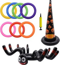 TRIXES Halloween Ring Toss Game Set - Inflatable Spider and Hat - Air Pump Inc