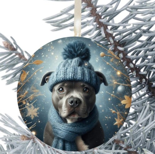 Staffie dog hanging - dog, bauble