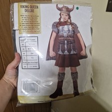 Girls Viking Queen Costume Deluxe Cosplay Outfit Halloween 8-10 #X2