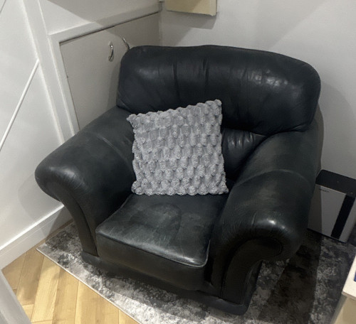 Navy blue leather armchair - navy., blue.