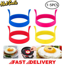 5Pcs SILICONE EGG FRYING RING FRY FRIED POACHER MOULD PERFECT FOR EGGS PANCAKES