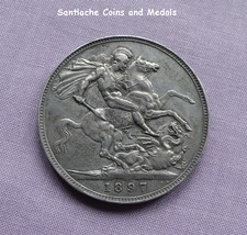 1897 QUEEN VICTORIA VEILED HEAD SILVER CROWN - LX Edge - NICE GRADE